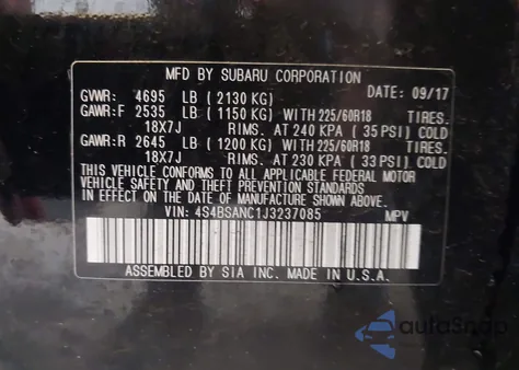 2018 Subaru Outback 2.5I Limited z USA, uszkodzony, nr VIN 4S4BSANC1J3237085